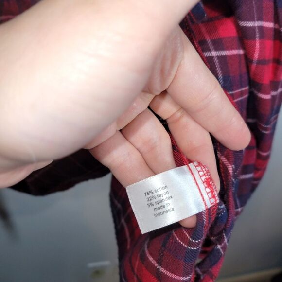 Lane Bryant Red Plaid Corset Tie Up Blouse 26 - Picture 9 of 12